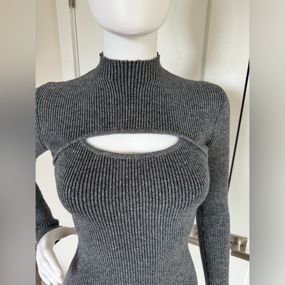 Acler Ribbed keyhole Grey Sweater size S - Picture 2 of 5